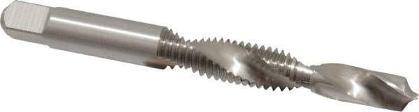 Made in USA - 3/8-16 UNC, H3, 3-1/2" OAL, 0.3225" Drill Diam x 13/16" Drill Length, Combination Drill & Tap - 2 Flutes, 1-1/4" Thread Length, High Speed Steel, Bright Finish, 2B - USA Tool & Supply