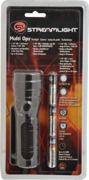 Streamlight - UV, White LED Bulb, 50 Lumens, Industrial/Tactical Flashlight - Black Aluminum Body, 3 AAA Alkaline Batteries Included - USA Tool & Supply