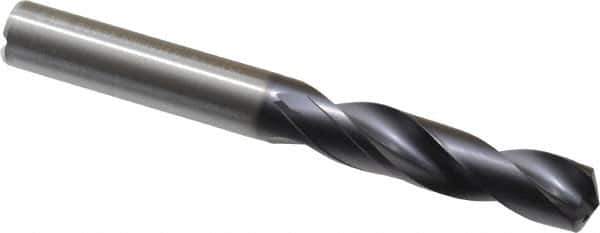 Kennametal - 10mm 140° Spiral Flute Solid Carbide Screw Machine Drill Bit - TiAlN Finish, Right Hand Cut, 47mm Flute Length, 89mm OAL, Standard Point, Straight Shank, Through Coolant - USA Tool & Supply