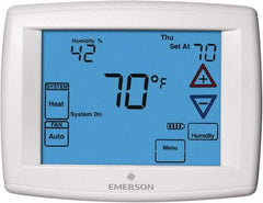 White-Rodgers - 45 to 99°F, 4 Heat, 2 Cool, Universal Touch Screen Programmable Thermostat - 0 to 30 Volts, Horizontal Mount, Electronic Contacts Switch - USA Tool & Supply