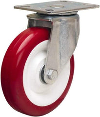 Hamilton - 5" Diam x 1-3/8" Wide x 6-1/16" OAH Top Plate Mount Swivel Caster - Polyurethane Mold on Polypropylene, 400 Lb Capacity, Sealed Precision Ball Bearing, 3-1/8 x 4-1/8" Plate - USA Tool & Supply