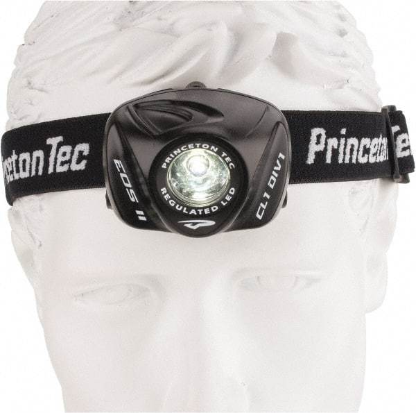 Princeton Tec - White LED Bulb, 105 Lumens, Hands-free Flashlight - Black Plastic Body, 3 AAA Batteries Included - USA Tool & Supply