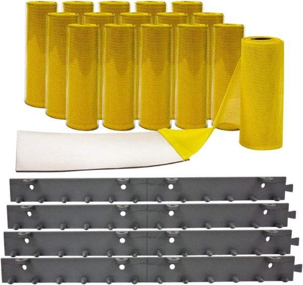Aleco - 8' Door Width x 8' Door Height Vinyl Smooth Mesh Insect Barrier - Yellow Top & Clear Bottom - USA Tool & Supply