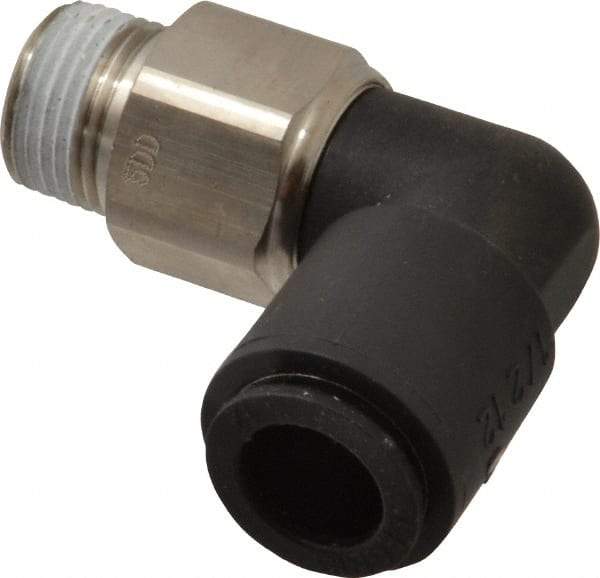 Legris - 12mm Outside Diam, 3/8 BSPT, Nylon Push-to-Connect Tube Male Swivel Elbow - 290 Max psi, Tube to Male BSPT Connection, Buna Nitrile O-Ring - USA Tool & Supply