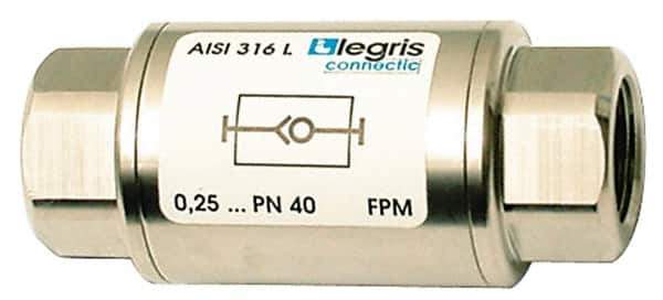 Legris - 1/8" Stainless Steel Check Valve - Unidirectional, Female BSPP x Female BSPP, 580 WOG - USA Tool & Supply