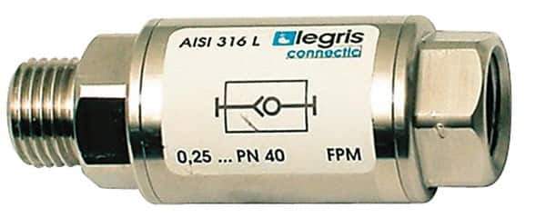Legris - 3/8" Stainless Steel Check Valve - Unidirectional, Male BSPP x Female BSPP, 580 WOG - USA Tool & Supply