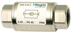 Legris - 1/8" Stainless Steel Check Valve - Unidirectional, FNPT x FNPT, 580 WOG - USA Tool & Supply