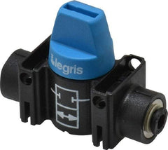 Legris - 5/32" Pipe, Standard Port, Composite Miniature Ball Valve - 1 Piece, Inline - Two Way Flow, Push-to-Connect x Push-to-Connect Ends, Short Handle, 150 WOG - USA Tool & Supply