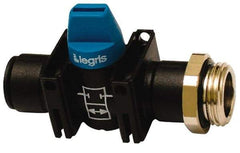 Legris - 1/8" Pipe, Standard Port, Composite Miniature Ball Valve - 1 Piece, Inline - Two Way Flow, MBSPP x Push-to-Connect Ends, Short Handle, 150 WOG - USA Tool & Supply