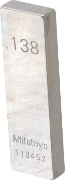 Mitutoyo - 0.138" Rectangular Steel Gage Block - Accuracy Grade 0, Includes Certificate of Inspection - USA Tool & Supply