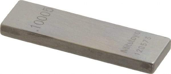 Mitutoyo - 0.10005" Rectangular Steel Gage Block - Accuracy Grade 0, Includes Certificate of Inspection - USA Tool & Supply