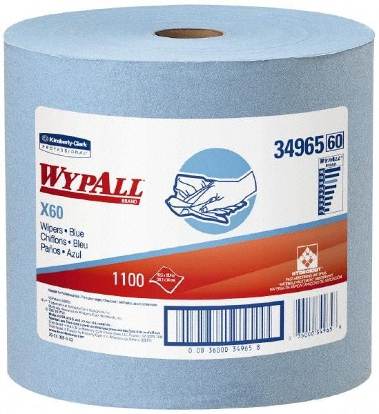 WypAll - X60 Dry Shop Towel/Industrial Wipes - Jumbo Roll, 13-3/8" x 12-1/2" Sheet Size, Blue - USA Tool & Supply