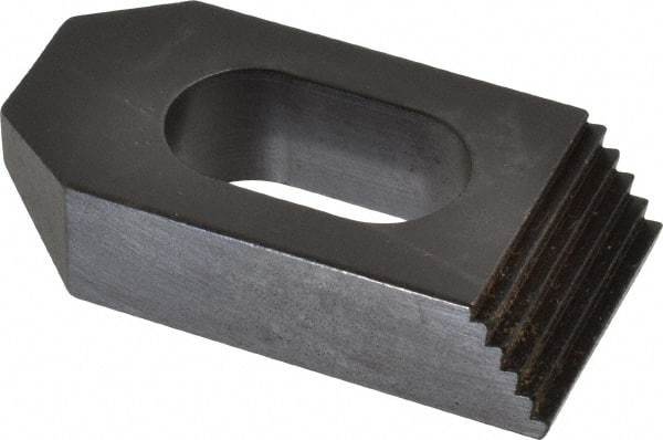 Jergens - 5/8" Stud, Low Carbon Steel, Plain Strap Clamp - 1/2" Travel, 2-1/2" OAL x 1-1/4" Wide x 5/8" High, Black Oxide Finish, Tapered Nose - USA Tool & Supply