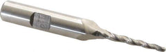 Made in USA - 1.5° Taper Angle per Side, 3/32" Small End Diam, 1" LOC, High Speed Steel 3 Flute Tapered Ball End Mill - 2-7/8" OAL, 3/8" Shank Diam - USA Tool & Supply