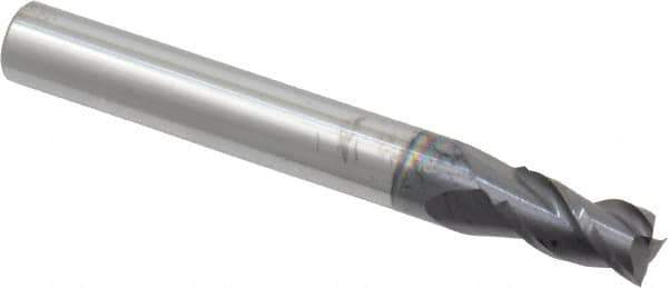 Accupro - 7/32", 3/8" LOC, 1/4" Shank Diam, 2" OAL, 3 Flute, Solid Carbide Square End Mill - Single End, AlTiN Finish, Spiral Flute, 40° Helix, Centercutting, Right Hand Cut, Right Hand Flute - USA Tool & Supply