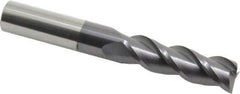 Accupro - 5/8", 2-1/8" LOC, 5/8" Shank Diam, 4-5/8" OAL, 3 Flute, Solid Carbide Square End Mill - Single End, AlTiN Finish, Spiral Flute, 40° Helix, Centercutting, Right Hand Cut, Right Hand Flute - USA Tool & Supply