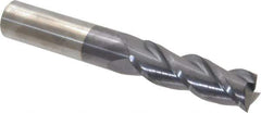 Accupro - 3/4", 2-1/4" LOC, 3/4" Shank Diam, 5" OAL, 3 Flute, Solid Carbide Square End Mill - Single End, AlTiN Finish, Spiral Flute, 40° Helix, Centercutting, Right Hand Cut, Right Hand Flute - USA Tool & Supply
