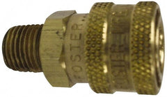 Value Collection - 3/8 Male x Female NPT Pneumatic Hose Quick Connect Socket - Brass, 1-1/8" Body Diam, 3/8" Hose ID - USA Tool & Supply