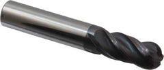 Accupro - 7/16" Diam, 1" LOC, 4 Flute Solid Carbide Ball End Mill - AlTiN Finish, Single End, 2-3/4" OAL, 7/16" Shank Diam, Spiral Flute - USA Tool & Supply