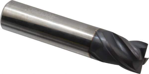 Accupro - 5/8", 4 Flute, Single End, Solid Carbide, Corner Chamfer End Mill - 3" OAL, Right Hand Flute, 3/4" LOC, Right Hand Cut - USA Tool & Supply