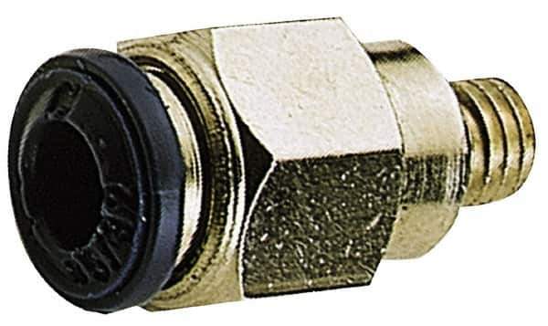 Alpha Technologies - 1/4" Outside Diam, 10-32 UNF, Nickel Plated Brass Push-to-Connect Male Connector - 250 Max psi, Tube to Male UNF Connection, Buna O-Ring - USA Tool & Supply