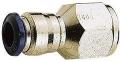 Alpha Technologies - 1/8" Outside Diam, 1/4 NPTF, Nickel Plated Brass Push-to-Connect Female Connector - 250 Max psi, Tube to Female NPT Connection, Buna O-Ring - USA Tool & Supply