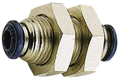 Alpha Technologies - 1/4" Outside Diam, Nickel Plated Brass Push-to-Connect Tube Union - 250 Max psi, Tube to Tube Connection, Buna O-Ring - USA Tool & Supply