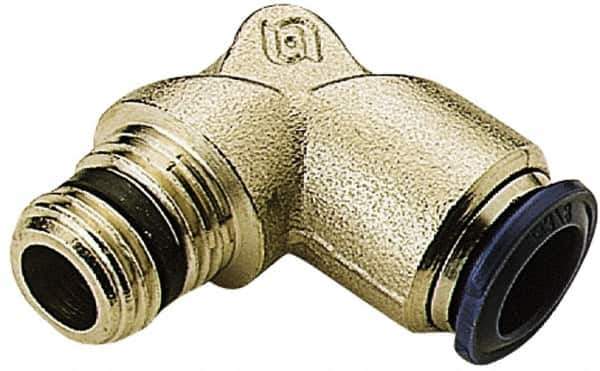 Alpha Technologies - 1/4" Outside Diam, 1/4 NPTF, Nickel Plated Brass Push-to-Connect Tube Male Elbow - 250 Max psi, Tube to Male NPT Connection, Buna O-Ring - USA Tool & Supply