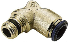 Alpha Technologies - 1/4" Outside Diam, 1/4 NPTF, Nickel Plated Brass Push-to-Connect Tube Male Elbow - 250 Max psi, Tube to Male NPT Connection, Buna O-Ring - USA Tool & Supply