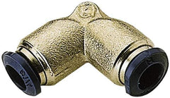 Alpha Technologies - 1/2" Outside Diam, Nickel Plated Brass Push-to-Connect Union Elbow - 250 Max psi, Tube to Tube Connection, Buna O-Ring - USA Tool & Supply