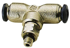 Alpha Technologies - 1/8" Outside Diam, 10-32 UNF, Nickel Plated Brass Push-to-Connect Male Swivel Branch Tee - 250 Max psi, Tube to Male UNF Connection, Buna O-Ring - USA Tool & Supply
