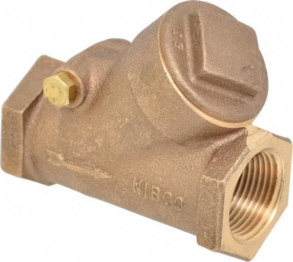 NIBCO - 1" Bronze Check Valve - Y-Pattern, FNPT x FNPT, 400 WOG - USA Tool & Supply
