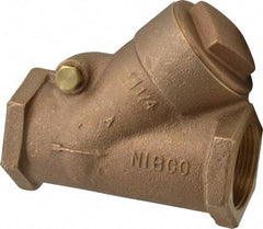 NIBCO - 1-1/4" Bronze Check Valve - Y-Pattern, FNPT x FNPT, 400 WOG - USA Tool & Supply