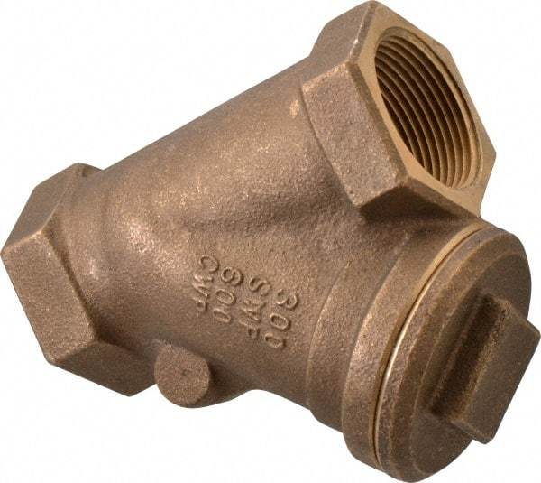 NIBCO - 1-1/4" Bronze Check Valve - Y-Pattern, FNPT x FNPT, 600 WOG - USA Tool & Supply