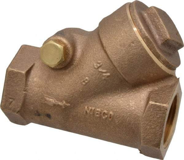 NIBCO - 3/4" Bronze Check Valve - Y-Pattern, FNPT x FNPT, 600 WOG - USA Tool & Supply