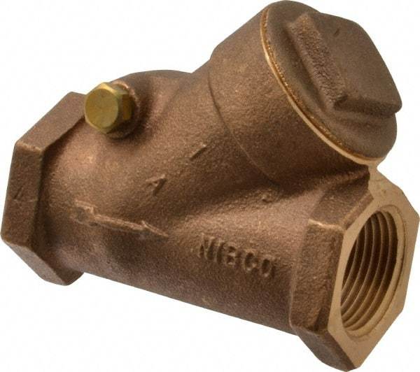 NIBCO - 1" Bronze Check Valve - Y-Pattern, FNPT x FNPT, 600 WOG - USA Tool & Supply