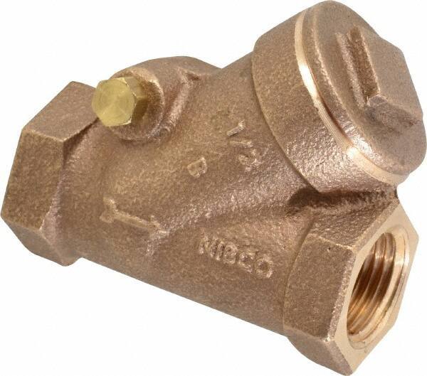NIBCO - 1/2" Bronze Check Valve - Y-Pattern, FNPT x FNPT, 600 WOG - USA Tool & Supply