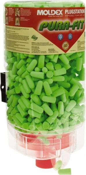 Moldex - Disposable Non-Refillable Earplug Dispenser with 33 dB Earplugs - Green Earplugs, 500 Pairs, Includes Mounting Bracket, Template & Hardware - USA Tool & Supply