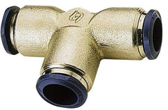 Alpha Technologies - 1/2" Outside Diam, Nickel Plated Brass Push-to-Connect Union Tee - 250 Max psi, Tube to Tube Connection, Buna O-Ring - USA Tool & Supply