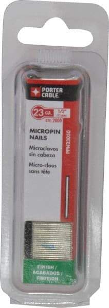 Porter-Cable - 23 Gauge 1/2" Long Pin Nails for Power Nailers - Steel, Galvanized Finish, Straight Stick Collation, Chisel Point - USA Tool & Supply