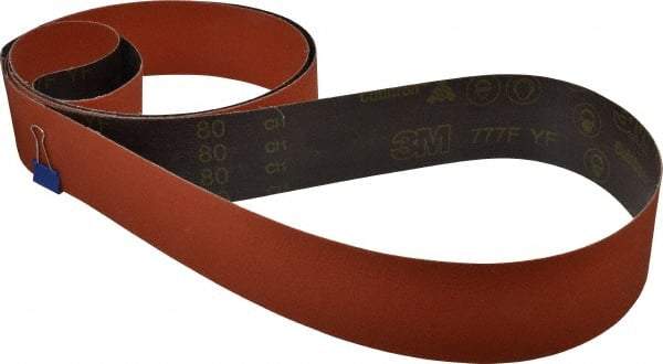 3M - 3" Wide x 132" OAL, 80 Grit, Ceramic Abrasive Belt - Ceramic, Medium, Coated, YF Weighted Cloth Backing, Wet/Dry, Series 777F - USA Tool & Supply