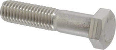 Value Collection - 1/2-13 UNC, 2-1/4" Length Under Head Hex Head Cap Screw - Partially Threaded, Grade 18-8 Stainless Steel, Uncoated, 3/4" Hex - USA Tool & Supply