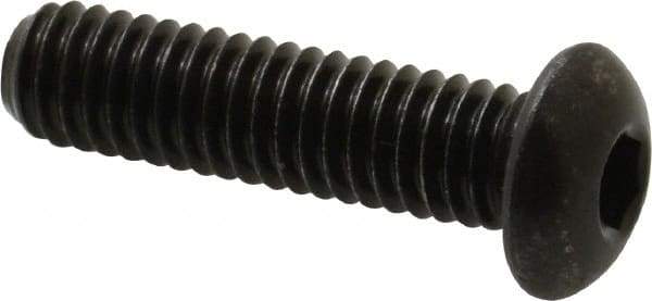 Made in USA - 5/16-18 UNC Hex Socket Drive, Button Screw - Alloy Steel, Black Oxide Finish, Fully Threaded, 1-1/4" Length Under Head - USA Tool & Supply