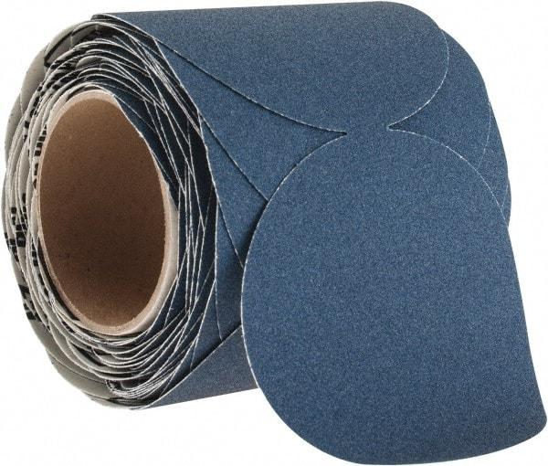 Norton - 5" Diam, 100 Grit Zirconia Alumina Adhesive PSA Disc - Medium Grade, Blue, F Weighted Backing, Flexible - USA Tool & Supply