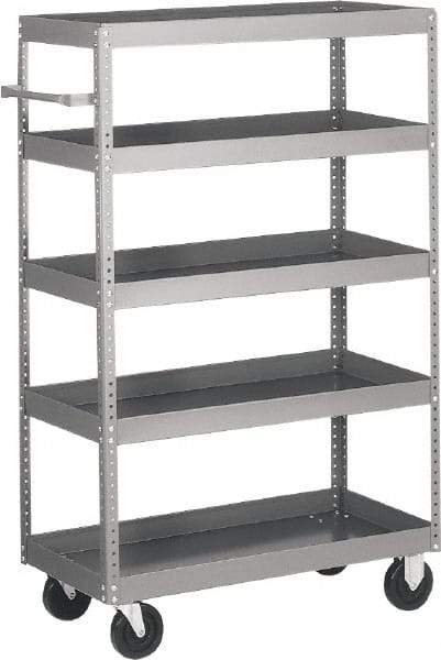 Quantum Storage - 1,000 Lb Capacity, 42" Wide x 18" Long x 57" High Shelf Cart - 5 Shelf, Steel - USA Tool & Supply