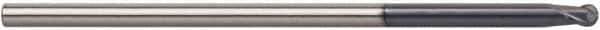 Accupro - 3/8" Diam, 3/8" LOC, 2 Flute Solid Carbide Ball End Mill - AlTiN Finish, Single End, 6" OAL, 3/8" Shank Diam, Spiral Flute - USA Tool & Supply