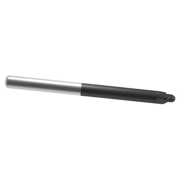 Accupro - 3/8" Diam, 3/8" LOC, 2 Flute Solid Carbide Ball End Mill - AlTiN Finish, Single End, 4" OAL, 3/8" Shank Diam, Spiral Flute - USA Tool & Supply