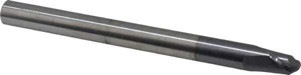Accupro - 1/2" Diam, 1/2" LOC, 2 Flute Solid Carbide Ball End Mill - AlTiN Finish, Single End, 6" OAL, 1/2" Shank Diam, Spiral Flute - USA Tool & Supply