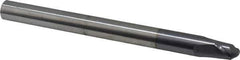Accupro - 1/2" Diam, 1/2" LOC, 2 Flute Solid Carbide Ball End Mill - AlTiN Finish, Single End, 6" OAL, 1/2" Shank Diam, Spiral Flute - USA Tool & Supply