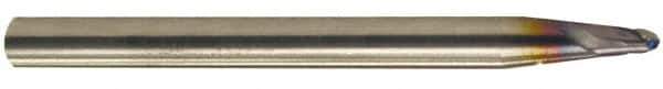 Accupro - 3° Taper Angle per Side, 5/16" Small End Diam, 5/16" LOC, Solid Carbide 2 Flute Tapered Ball End Mill - AlTiN Finish, 6" OAL, 3/8" Shank Diam, Spiral Flute, 30° Helix - USA Tool & Supply